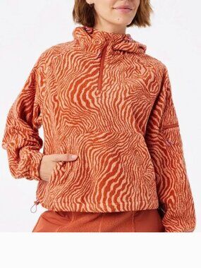 Outdoor Voices Primofleece Pullover in Melon Zebra